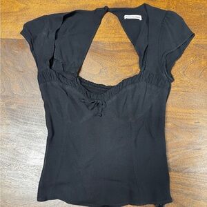 Reformation Elegant Black Keyhole Blouse